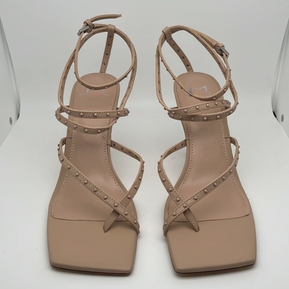 Marc Fisher Dallin Tan Ankle Strap Stiletto Heels Square Toe Sandals Size 8 - Picture 6 of 14